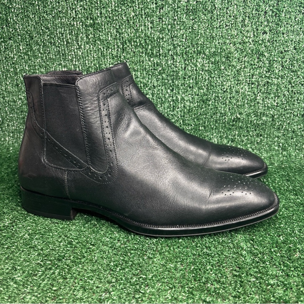 Johnston & Murphy Mens Size 12 M Black Leather Side Zip‎ Chelsea Boots EUC